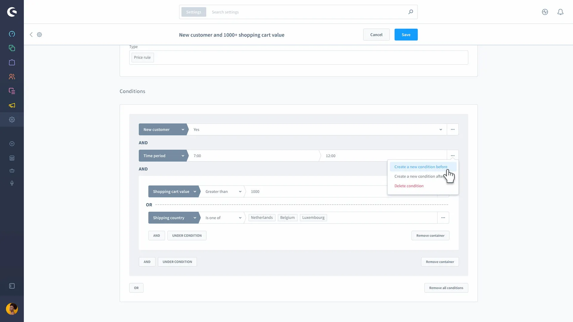 Shopware Customer Conditions