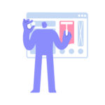 Modern character working on ui ux design project. website and ap Shopware ist individuell anpassbar